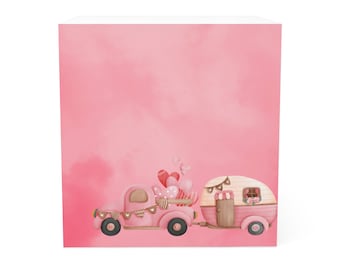 Camion rose et caravane remorque Note Cube