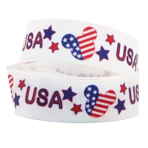 Disney USA Red White and Blue 7/8" or Grosgrain Ribbon