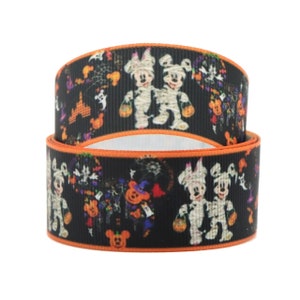 Mickey and Minnie Mummy Halloween 1" Grosgrain Ribbon