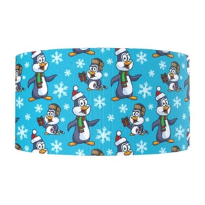 Penguins on Blue Print 3&quot; Grosgrain Ribbon