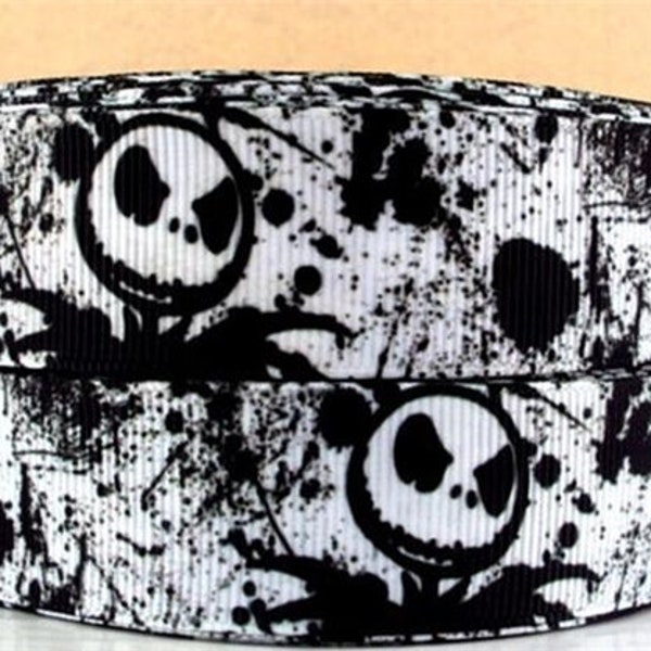 Nightmare Before Christmas Jack Skellington Black and White 1" or 1.5" Grosgrain Ribbon