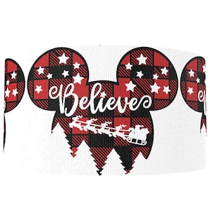 Disney Mickey Mouse Christmas Heads | Believe | 1" or 1.5" Grosgrain Ribbon