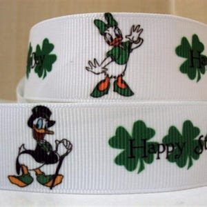 Disney Donald & Daisy Duck St. Patrick's Day 1" Grosgrain Ribbon