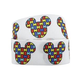 Disney Mickey Mouse Autism Awareness 1" Grosgrain Ribbon