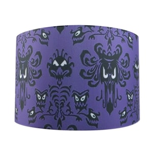 Disney Haunted Mansion Purple Wallpaper Print 7/8" Grosgrain Ribbon