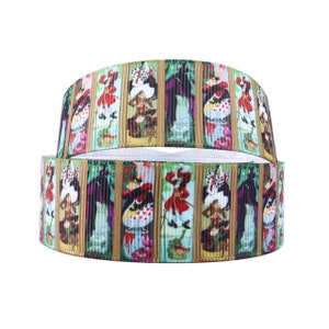Disney Haunted Mansion Villains Stretch Painting 1.5" Grosgrain Ribbon | Captain Hook, Queen of Hearts, Cruella de Vil, Maleficient