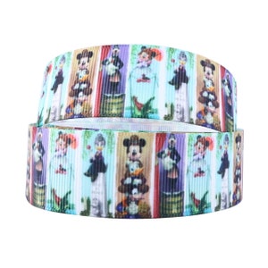 Disney Haunted Mansion Mickey and Friends Stretch Painting 1.5" Grosgrain Ribbon | Goofy, Minnie Mouse, Daisy, Donald Duck, Goofy, Pluto