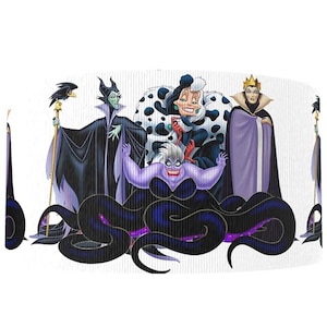 Disney Villains  1" Grosgrain Ribbon | Cruella de Vil, Maleficent, Ursula, Evil Queen