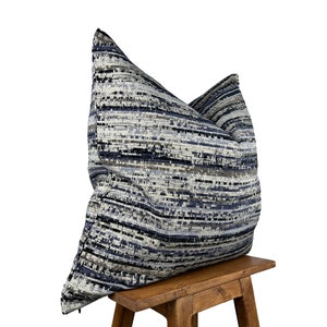Blue Tone Striped Throw Pillow Cover, Euro Pillow Sham 26x26, Accent Couch Pillow 22x22, Custom Lumbar Pillow 12x20, Unique Pillow for Gift