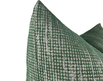 Green Grey Pillow Cover, Designer Throw Pillow, Green Cushion Cover 20x20, Textured Lumbar Pillow 14x48, Woven Accent Pillow Cover 24x24