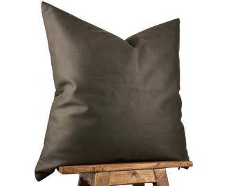 Faux Leather Dark Brown Pillow Cover, Lumbar Pillow 14x36, Couch Pillow 20x20, Brown Cushion Cover,  Farmhouse Decor, Throw Pillow 26x26