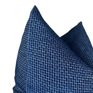 Navy Blue Throw Pillow Cover, Navy Euro Pillow Sham 24x24, Blue Textured Cushion, Chenille Couch Pillow, Bohemian Blue Pillow, Lumbar Pillow