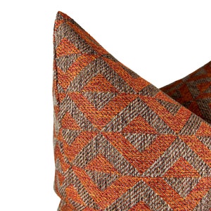 Burnt Orange Brown Geometric Linen Pillow Cover, Brick Color Textured Cushion Cover, Burnt Orange Euro Sham, Modern Sofa Pillow Decorative