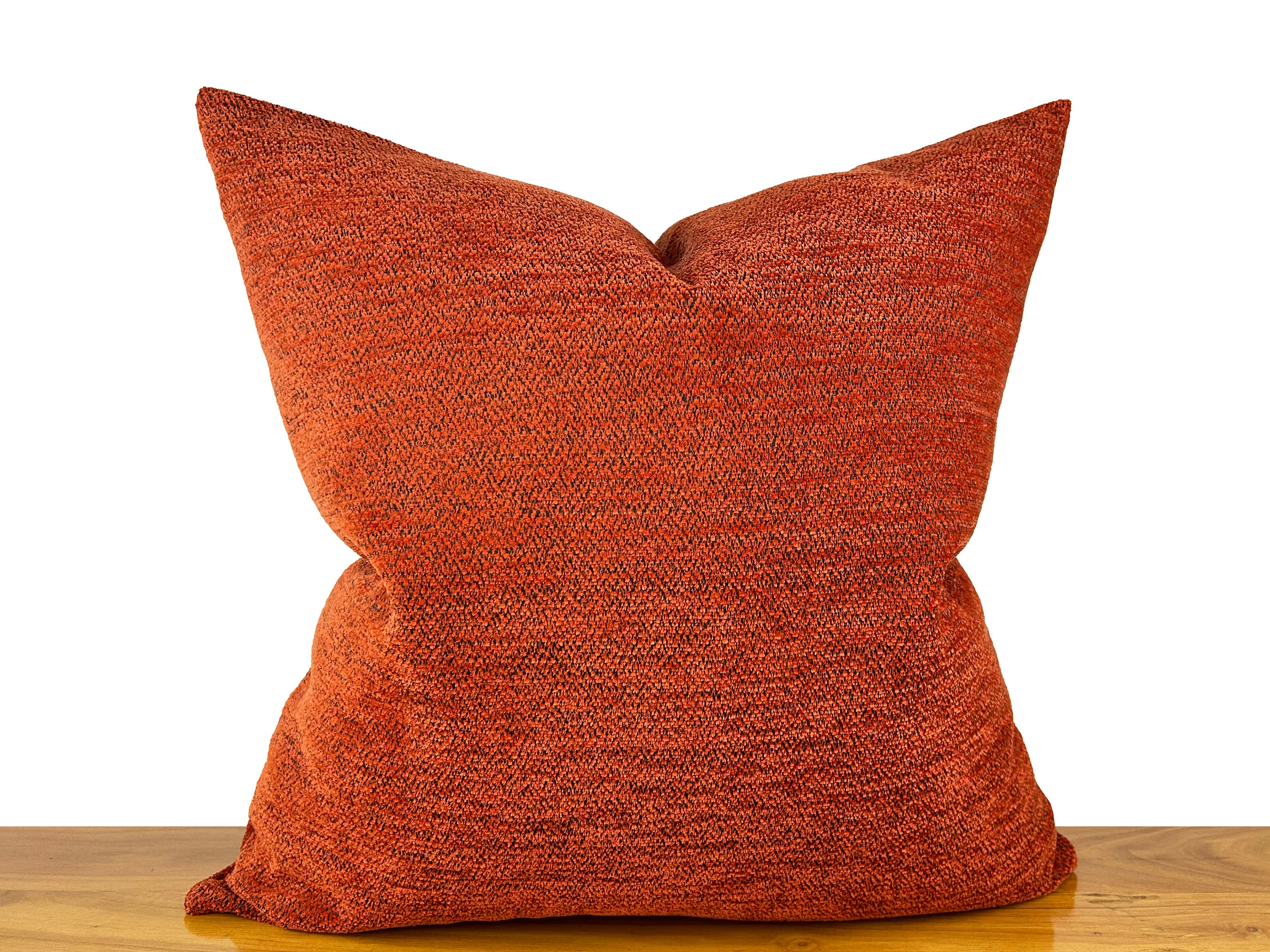 Burnt Orange Chenille Pillow Cover Brick Color Textured Etsy
