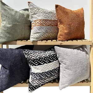 Boucle Throw Pillow Cover, Euro Sham Pillowcase, Fluffy Couch and Sofa Cushion, Soft Woven Lumbar Pillow, Decorative Housewarming Gift