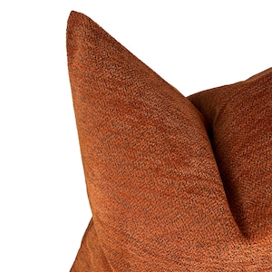 Rust Orange Throw Pillow Cover, Textured Custom Size Cushion Cover, Boho Farmhouse Style Pillow for Sofa, Living Room or Bedroom Decor