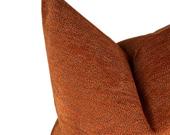 Burnt Orange Chenille Pillow Cover, Brick Color Textured Cushion Cover, Burnt Orange Euro Sham 26x26, Farmhouse Sofa Pillow, Rust Pillowcase