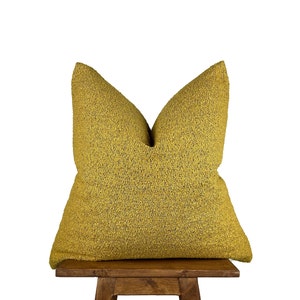 Mustard Yellow Boucle Throw Pillow Cover – Cozy Textured Cushion for Sofa or Bed, Modern Minimalist Decor Accent, Soft Luxury Home Styling