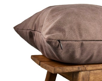 Dusty Rose Rustic Pillow Cover, Faux Leather Mauve Cushion, Modern Throw Pillow for Living Room, Accent Pillow for Sofa, Long Lumbar Pillow