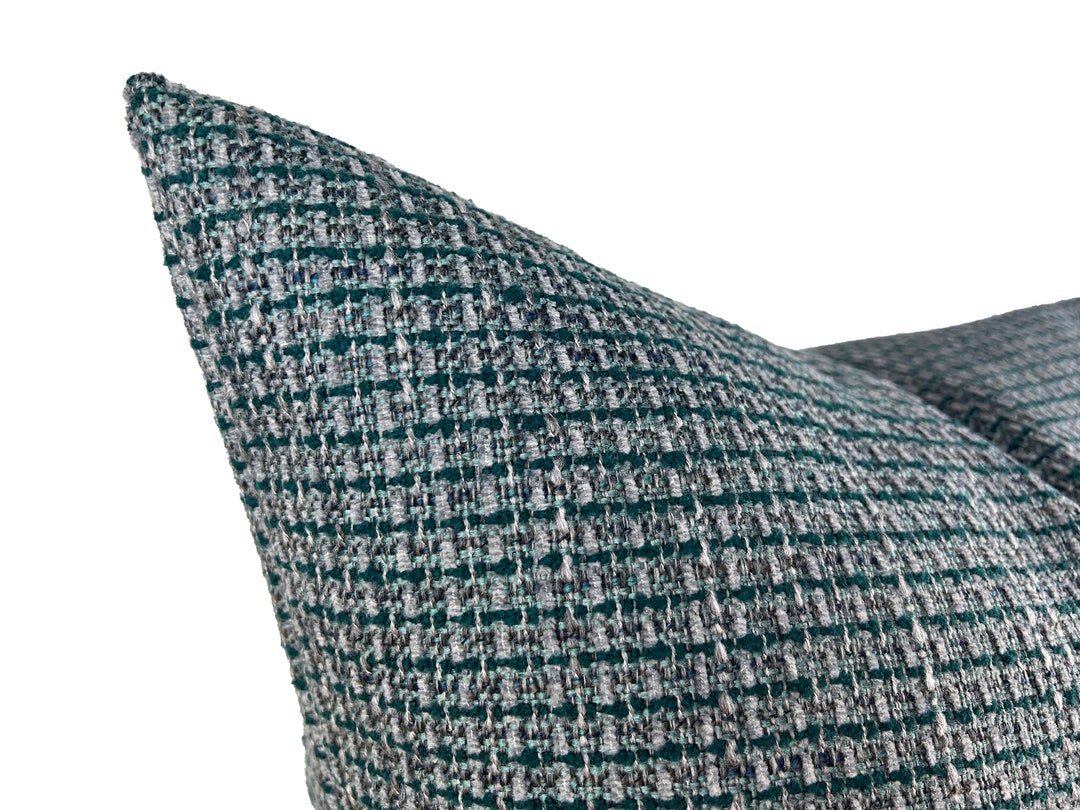 Teal and Grey Pillow Cover, Turquoise Euro Sham 26x26, Teal Linen