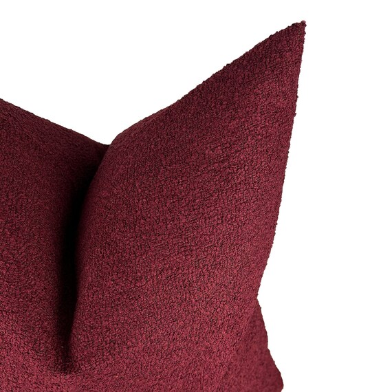 Burgundy Throw Pillow Cover Wine Red Cushion Maroon Lumbar Throw 12x36 Boucle Cushion Cover Euro Sham 26x26 Modern Decorative Pillow Etsy Canada