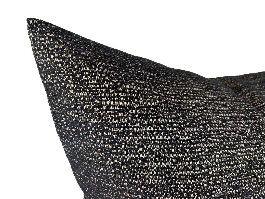 Black Cream Pillow Cover, Big Black Cushion 24x24, Black Euro Pillow