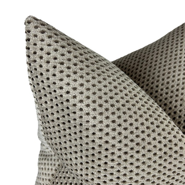 Textured Brown Polka Dot Pillow Cover, Earthy Tone Cushion 22x22, Spotted Euro Sham for Bed, Living Room Pillow, Woven Lumbar Pillow 16x26