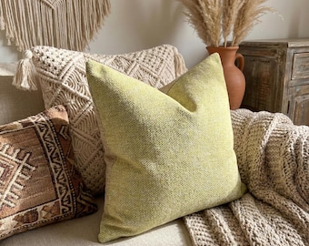 Yellow Pillow Cover, Textured Neutral Accent Pillow Case for Sofa, Couch, Bed