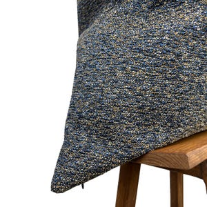Textured Blue and Brown Throw Pillow Cover with Thick Linen Fabric, Modern Rustic Cushion for Sofa or Bed, Euro Sham or Lumbar Pillow Decor