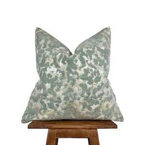 Elegant Seafoam Green and Beige Pillow Cover, Luxury Decorative Lumbar for Couch, Bed, Abstract Textured Throw Pillow, Modern Accent Cushion