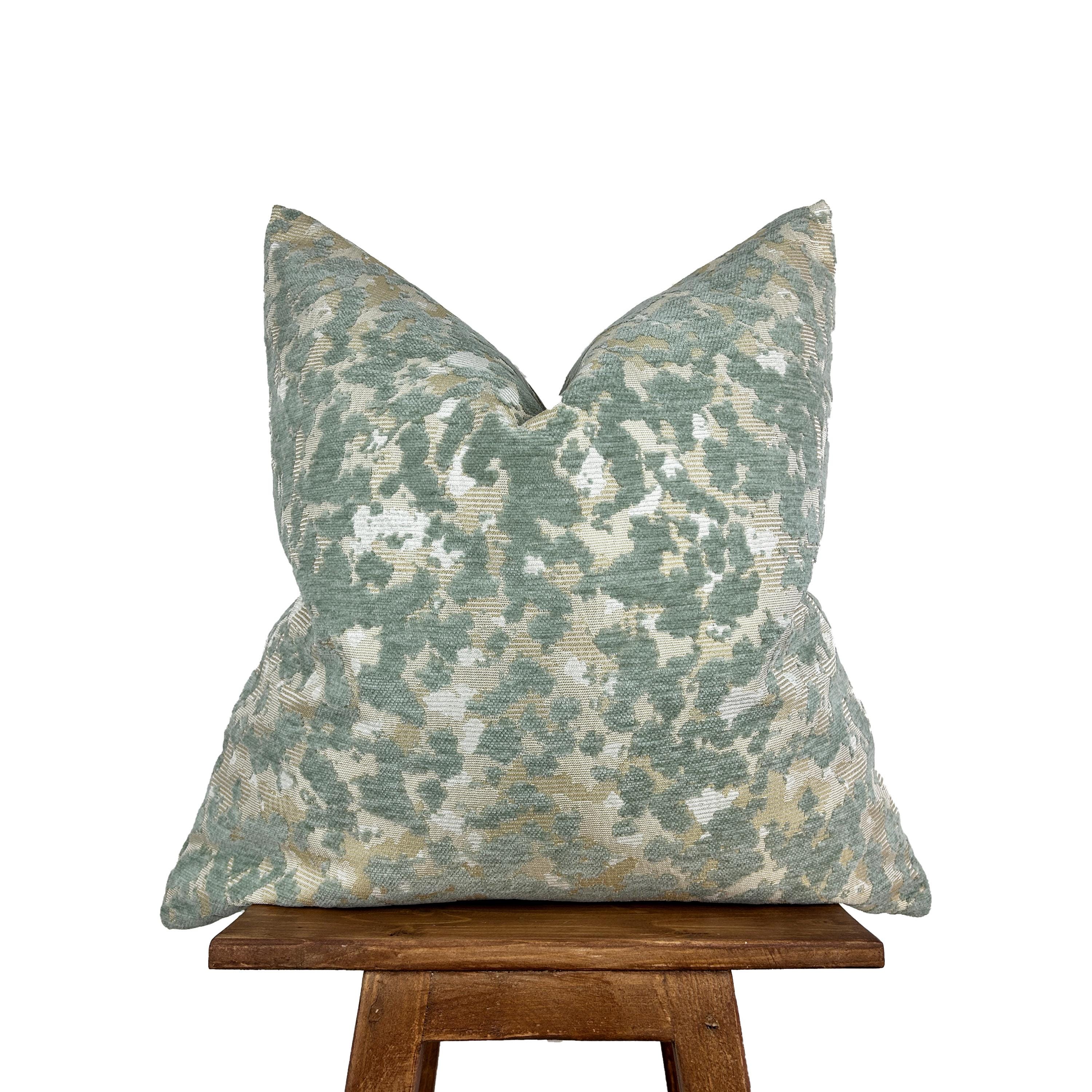 Elegant Seafoam Green and Beige Pillow Cover, Luxury Decorative Lumbar for Couch, Bed, Abstract Textured Throw Pillow, Modern Accent Cushion