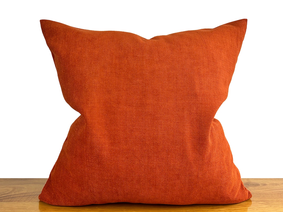 Orange Euro Sham Pillow, Rustic Orange Cushion Cover, King Bed Pillow