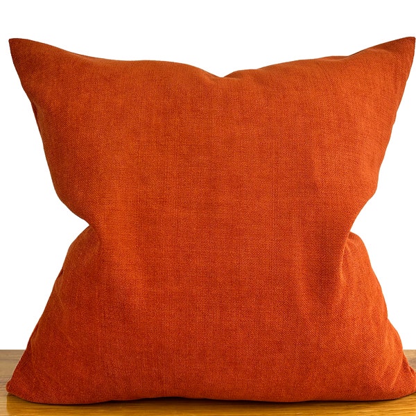 Orange Euro Sham Pillow, Rustic Orange Cushion Cover, King Bed Pillow 26x26, Orange Lumbar Pillow 14x24, Designer Pillow for Couch /All Size