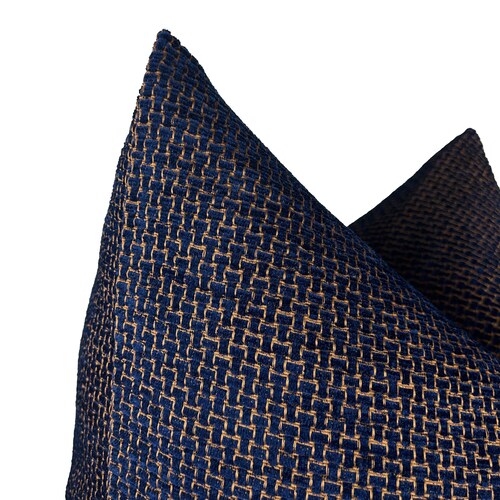 Coussin rouille et bleu, taie d'oreiller bleu marine 22 x 22, coussin de canapé en chenille, housse de coussin cuivre 24 x 24, coussin de ferme de luxe / toutes les tailles