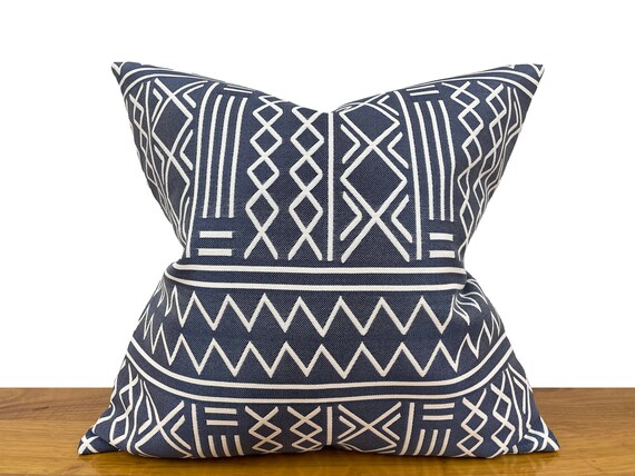 Navy mudcloth pillow cheap