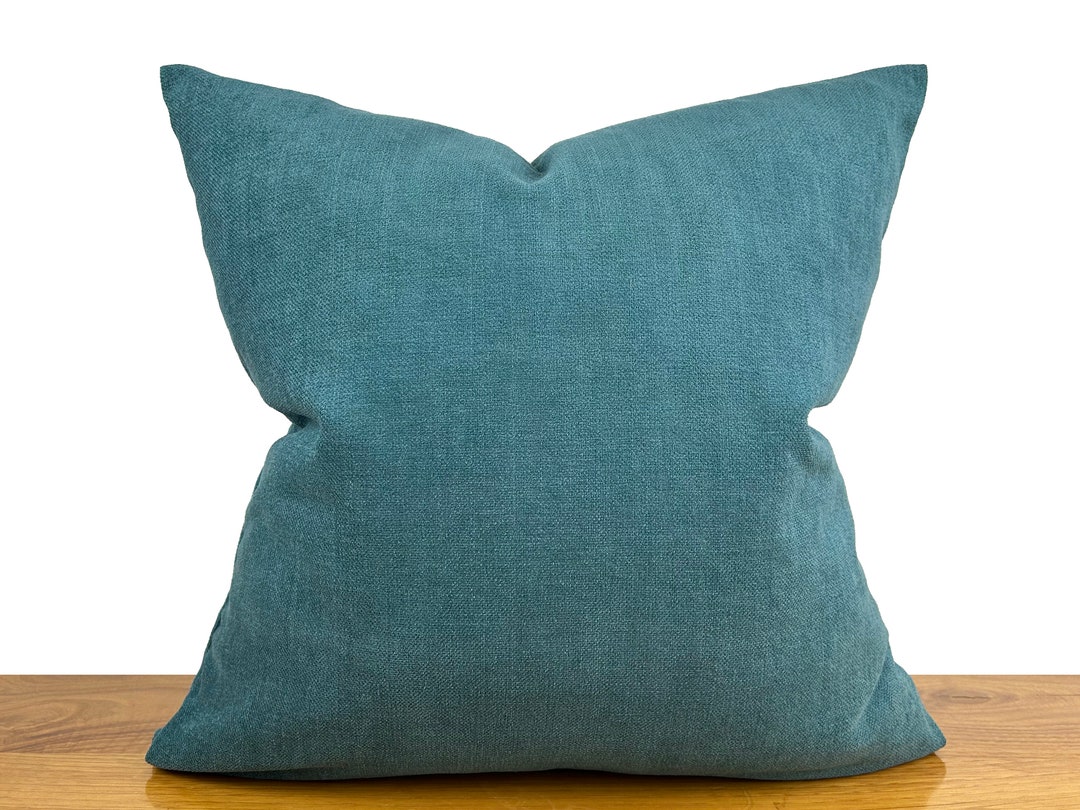 Dark Teal Pillow Cover, Euro Sham 24x24, Chenille Woven Soft Pillow for