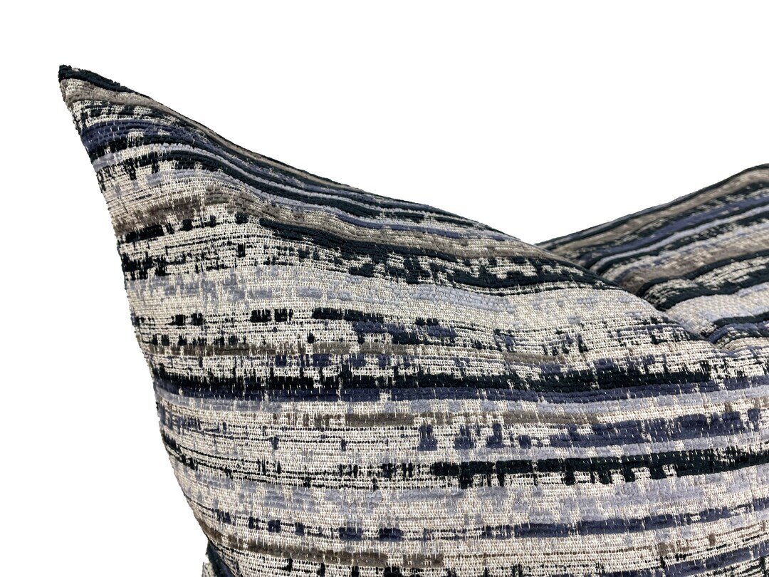 Blue Tone Striped Beige Throw Pillow Cover Euro Pillow Sham Etsy