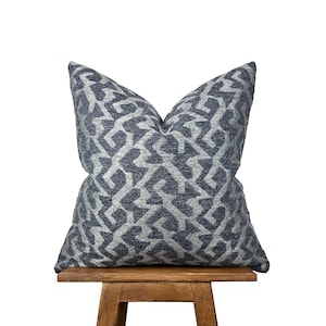 Blue Gray Designer Pillow Cover, Modern Denim Blue Throw Pillow, Slate Grey Abstract Cushion, Contemporary Home Decor, Sofa Bed Accent