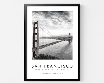 Golden Gate Bridge Print: San Francisco Black and White Photography (Digital Download)