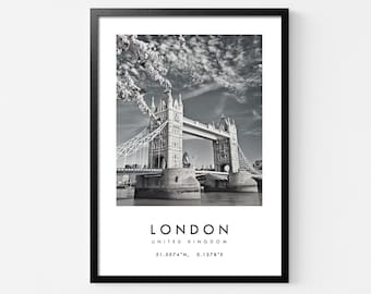 London Tower Bridge Print: Black and White Wall Art (Digital Download)