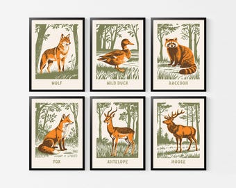 Retro Wild Animals Art Prints: Outdoorsy Home Decor