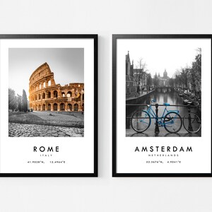 Amsterdam and Rome Travel Prints, Italy,Netherlands Poster, Poster Set, Travel Prints, Wall Art Decor, Travel Gift, Instant Digital Download