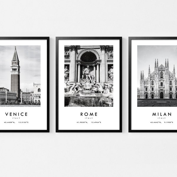 Set of 3 Italy Travel Prints,Rome,Milan,Venice Poster,Travel Art,Italy Wall Art Minimalist, Photography, Prints of Italy,Home Decor