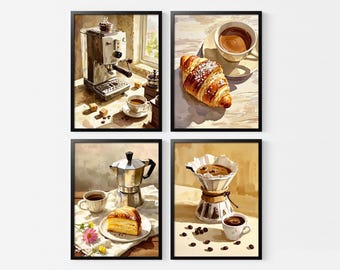 Vintage Coffee Illustration Print: Retro Kitchen Wall Art