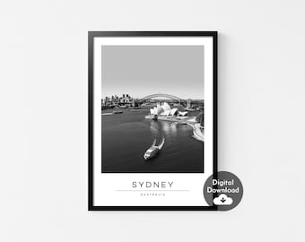 Sydney Opera House Print: Black and White Australia Travel Poster (Digital Download)