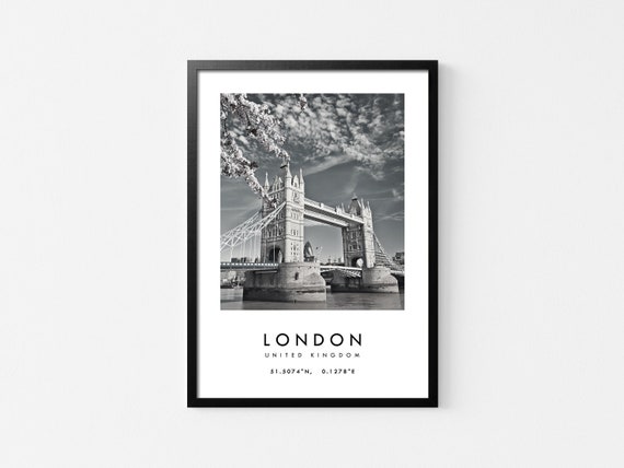 London Tower Bridge Print: Black and White Wall Art (Digital Download)
