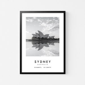 Sydney Travel Art Print, Sydney Opera House Poster, Australia Travel Poster, Black and White Wall Art Decor,travel photography