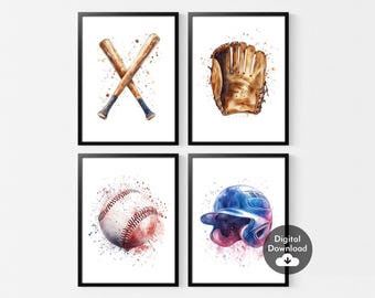 Baseball Watercolor Art Prints: Sports Wall Decor (Digital Download)