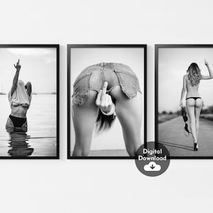 Set of 3 Feminist Art Prints, Middle Finger Prints, Woman Art Print, Minimalist Wall Art,Feminist decor, Home Decor,Fashion Wall Art， Gift