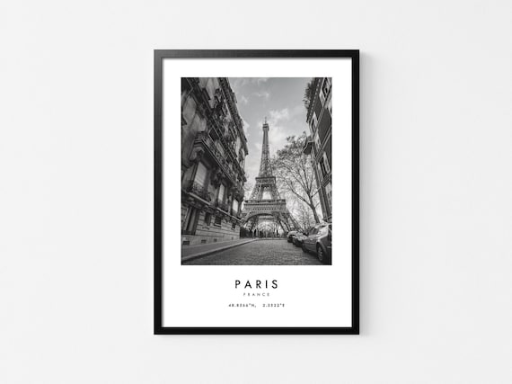 Paris Eiffel Tower Print: Black and White Travel Poster (Digital Download)